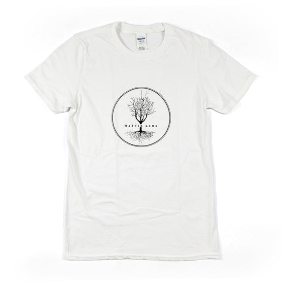 Unisex White Tee: Pine Logo