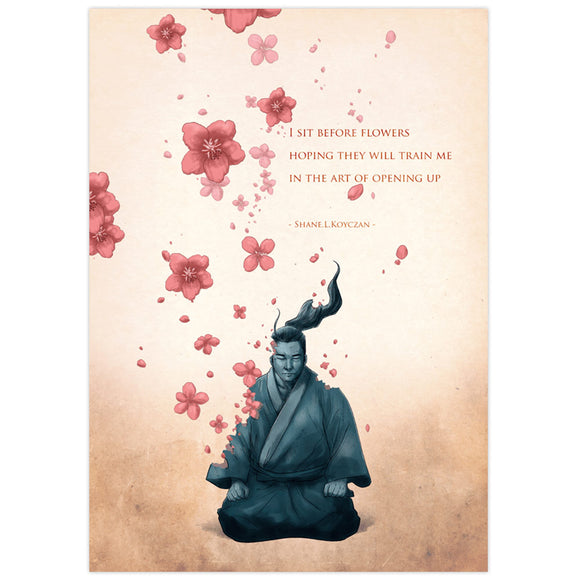 I sit before flowers - Poster